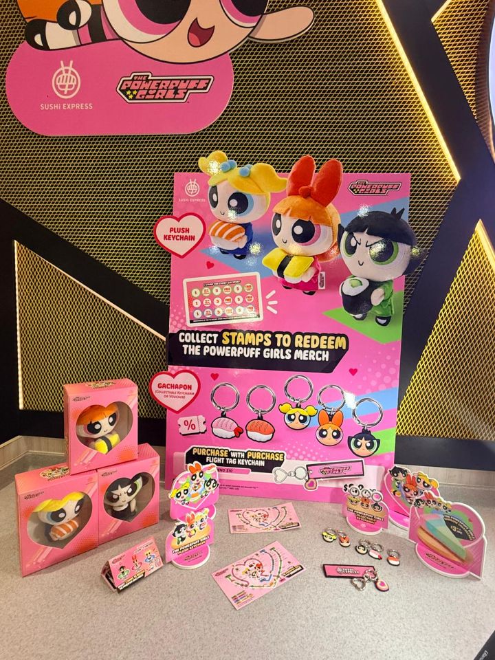 Powerpuff Girls merchandise displayed during the Sushi Express campaign media launch event