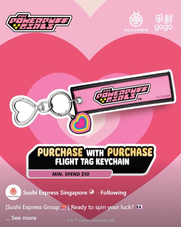Powerpuff Girls flight tag keychains for Sushi Express licensed merchandise campaign