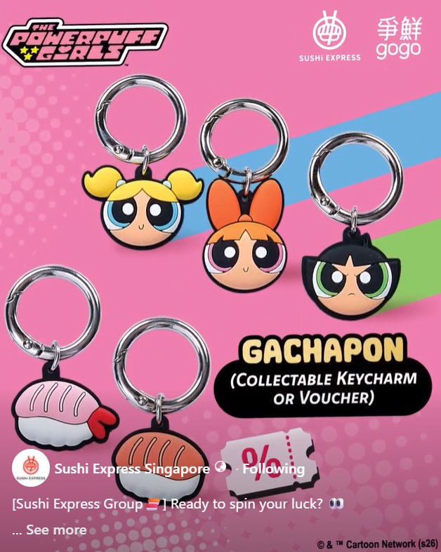 Powerpuff Girls collectible keycharms for Sushi Express promotional merchandise campaign