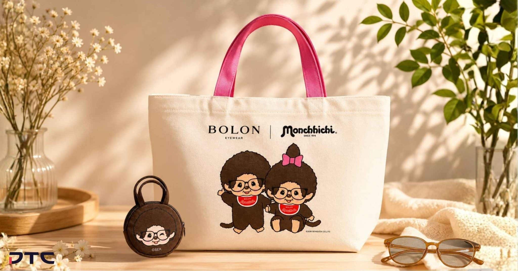BOLON x Monchhichi GWP tote bag and coin pouch produced by DTC World