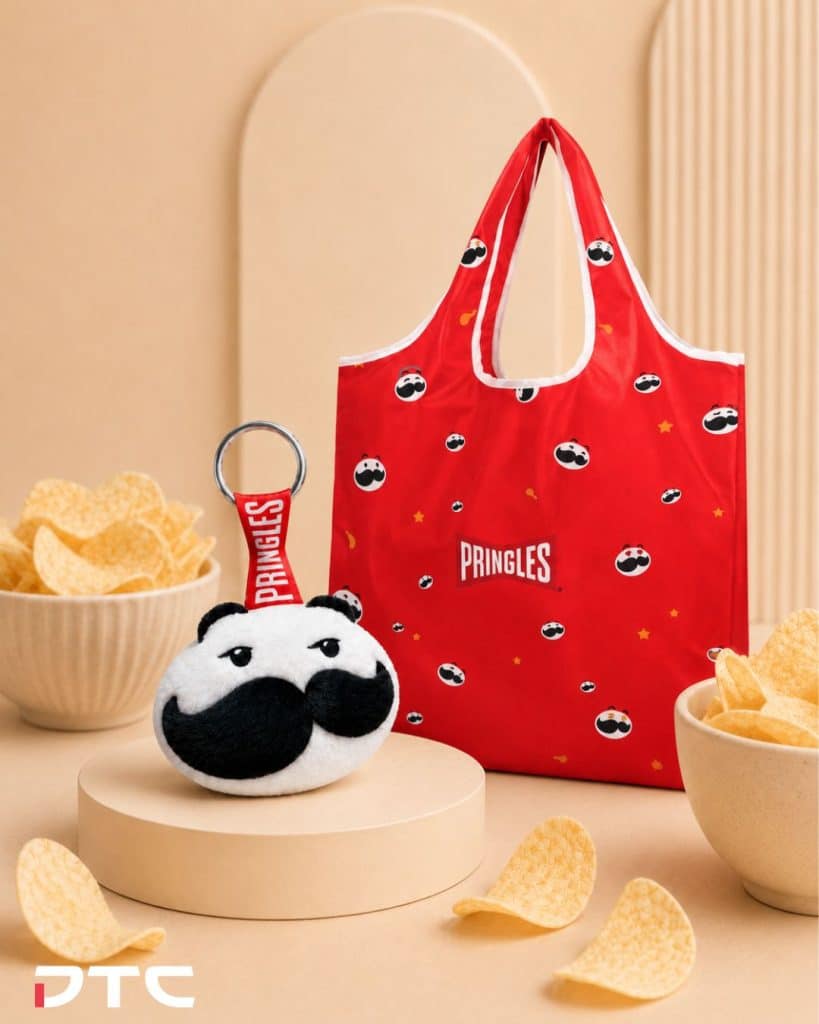 Pringles plushie keychain with mini foldable tote bag