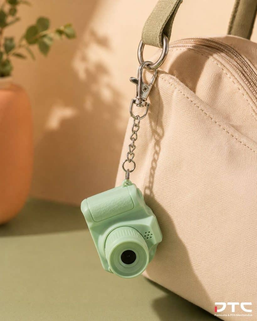 Magnum La Pistachio branded keychain camera in mint green