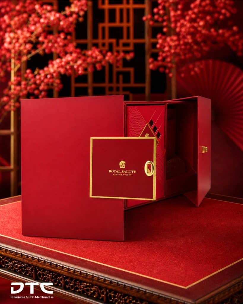 Custom Royal Salute festive gift box created for Chinese New Year 2026 in Singapore