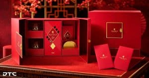 Royal Salute Chinese New Year gift set with custom gift box, whisky glass and red packets