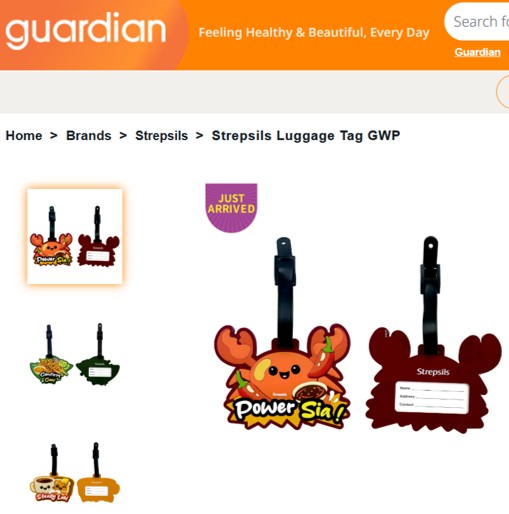 Strepsils chilli crab luggage tag designed for a Singapore gift with purchase