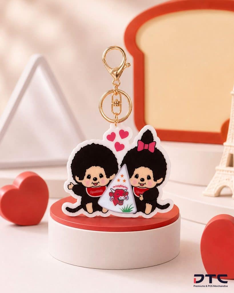 The Laughing Cow x Monchhichi keychain