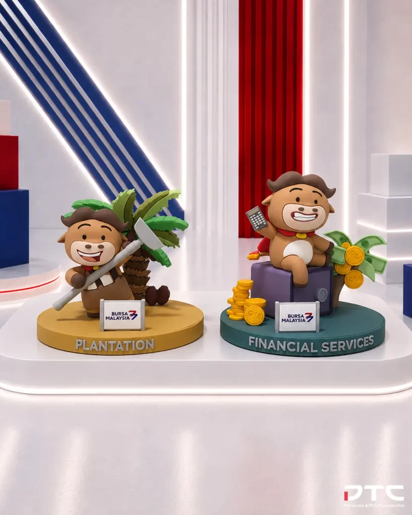 Bursa Malaysia Plantation and Financial Services collectible figurines designed for the 50th anniversary campaign.